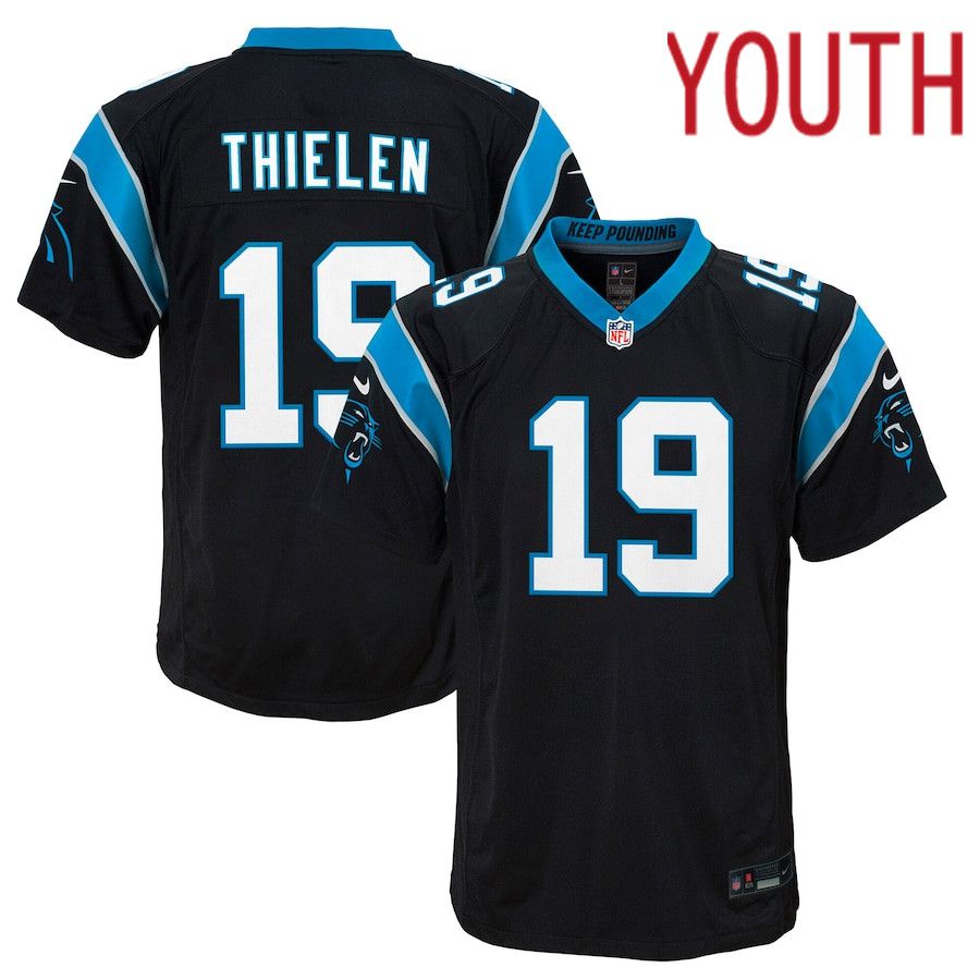 Youth Carolina Panthers 19 Adam Thielen Nike Black Game NFL Jersey